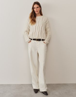 Cable Jumper with Alpaca - Pearl Cotton
