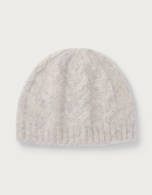 Cable Knit Beanie Hat with Alpaca