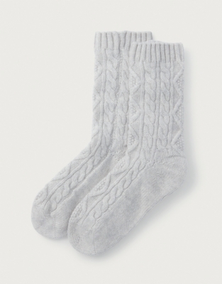 Cable Knit Bed Socks with Cashmere | Slippers, Socks & Sleep ...