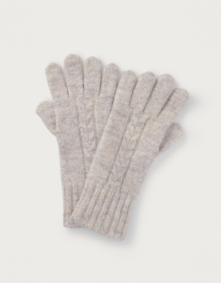 Cable Knit Gloves with Alpaca