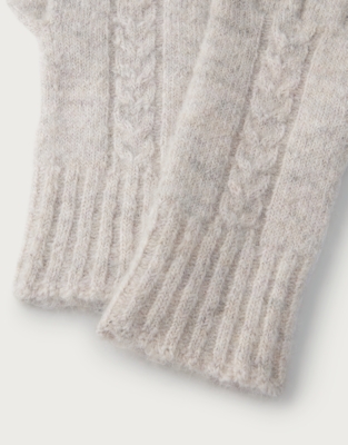 Cable Knit Gloves with Alpaca