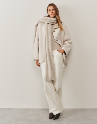 Cable Knit Scarf with Alpaca