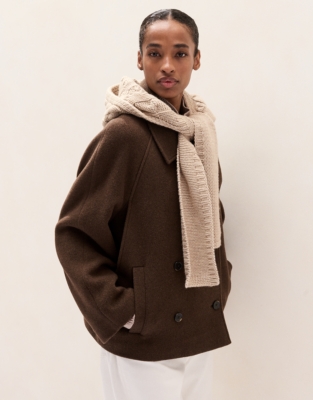 Cable Knitted Hood with Cashmere