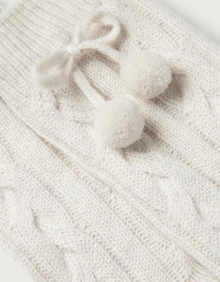 Cable Pom-Pom Socks with Cashmere