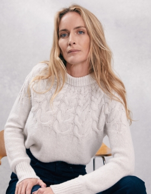 Cable Yoke Jumper with Alpaca Clothing Sale The White Company UK