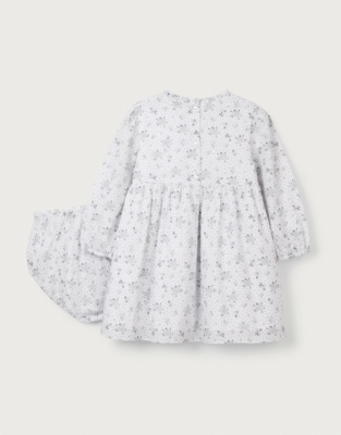 Camille Organic Cotton Shirred Frill Dress (0–18mths)