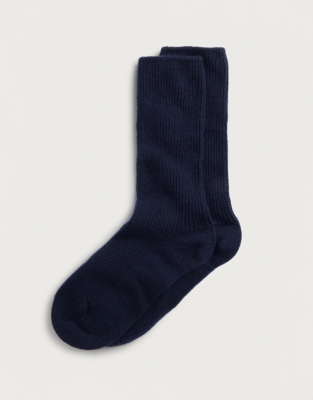 Cashmere Bed Socks - Navy