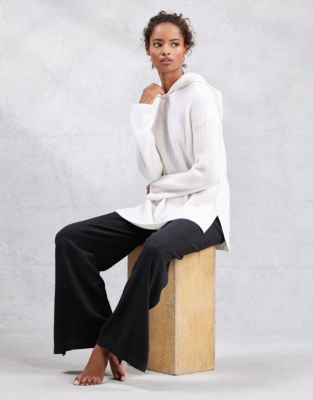 Cashmere Brushed Rib Hoodie | Jumpers & Cardigans | The White Company UK