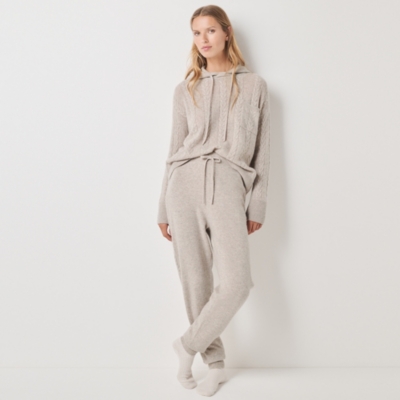 Cashmere Cable Panel Cuffed Joggers