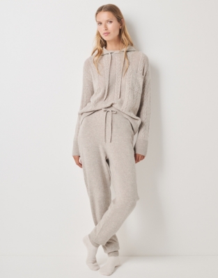 Cashmere Cable Panel Cuffed Joggers Loungewear The White Company UK