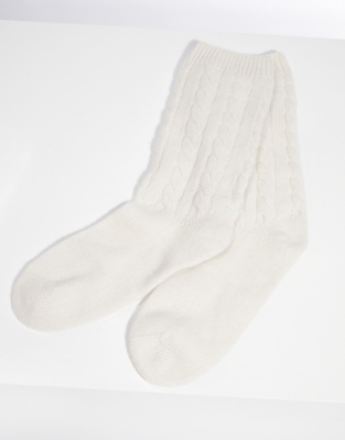 Cashmere Cable Socks | Slippers, Socks & Sleep Accessories | The White ...