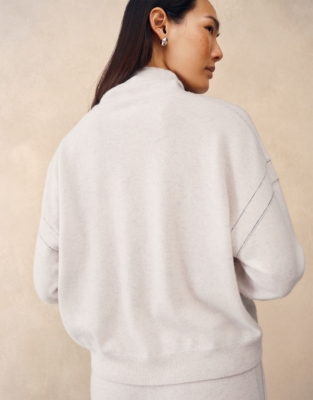 Cashmere Contrast Stitch Detail Jumper