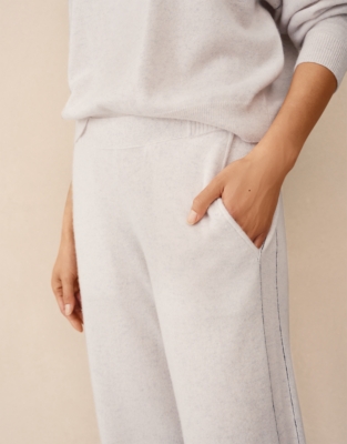 Cashmere Contrast Stitch Detail Wide-leg Jogger