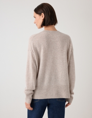 Cashmere Crew Neck Jumper - Mid Taupe Marl