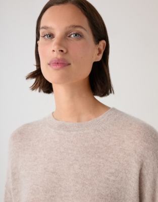 Cashmere Crew Neck Jumper - Mid Taupe Marl