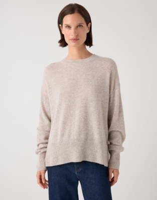 Cashmere Crew Neck Jumper - Mid Taupe Marl