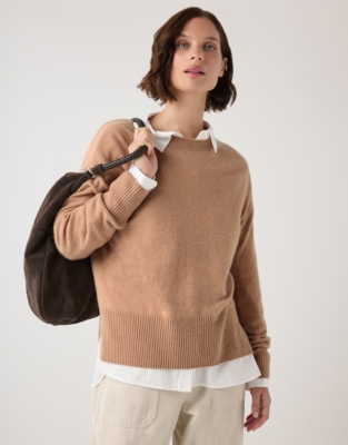 Cashmere Crew Neck Jumper - Light Tan