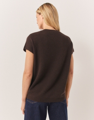 Cashmere Extended Shoulder Knitted T-Shirt