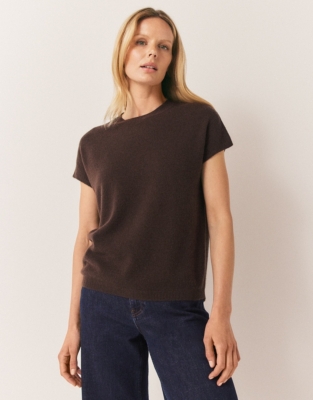 Cashmere Extended Shoulder Knitted T-Shirt