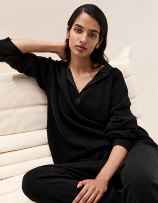 Cashmere Hoodie with Silk Trim