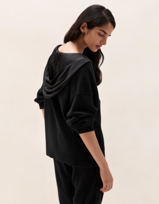 Cashmere Hoodie with Silk Trim