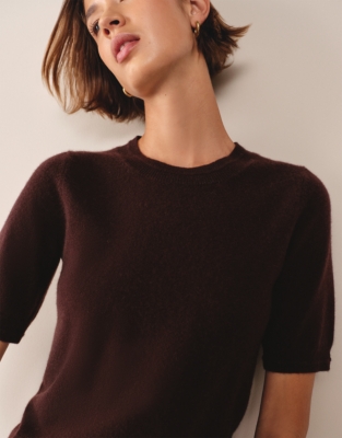 Cashmere Knitted T-shirt - Oxblood