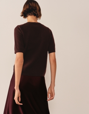 Cashmere Knitted T-shirt - Oxblood
