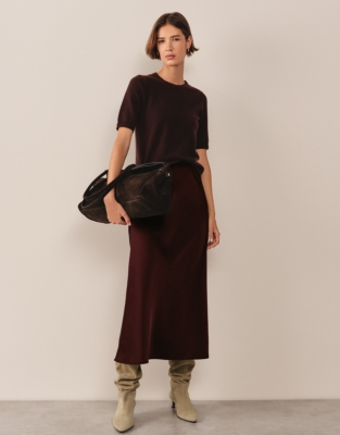 Cashmere Knitted T-shirt - Oxblood