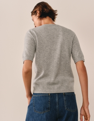 Cashmere Knitted T-shirt - Mid Grey Marl