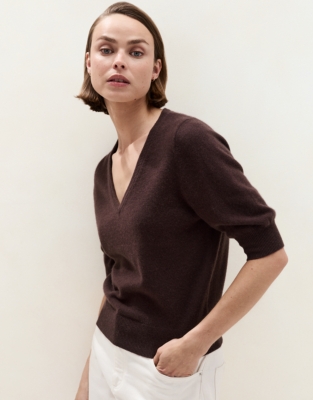 Cashmere Knitted V-Neck T-Shirt