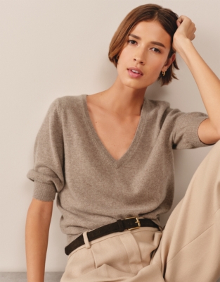 Cashmere Knitted V-Neck T-shirt