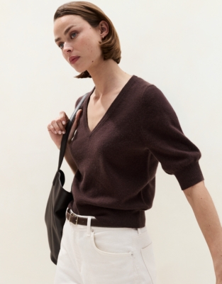 Cashmere Knitted V-Neck T-shirt