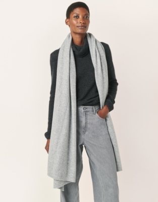 Cashmere Layering Blanket Scarf - Mid Grey Marl