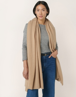 Cashmere Layering Blanket Scarf - Light Tan