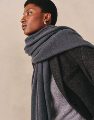 Cashmere Layering Blanket Scarf - Storm Grey
