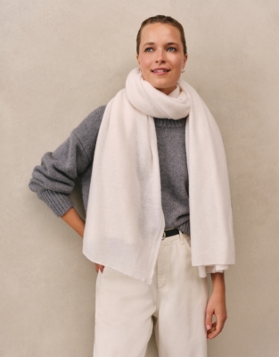 Cashmere Layering Blanket Scarf - Porcelain