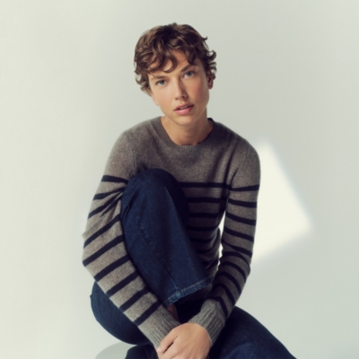 Cashmere Layering Crew Neck Stripe Jumper