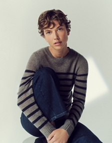 Cashmere Layering Crew Neck Stripe Jumper