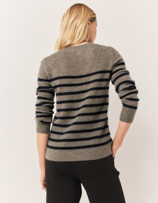 Cashmere Layering Crew Neck Stripe Sweater