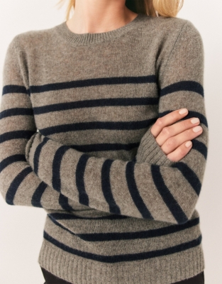 Cashmere Layering Crew Neck Stripe Sweater