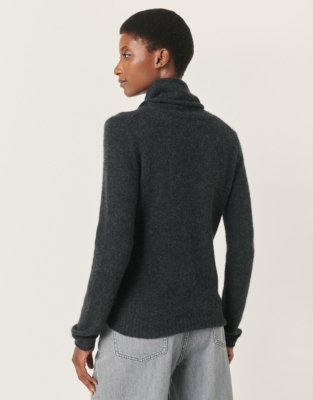 Cashmere Layering Funnel Neck Jumper - Dark Charcoal Marl