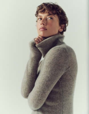 Cashmere Layering Funnel Neck Jumper