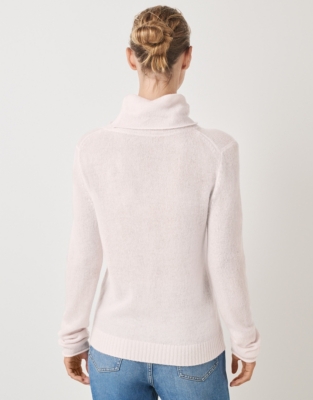 Cashmere Layering Funnel Neck Jumper - Pale Pink