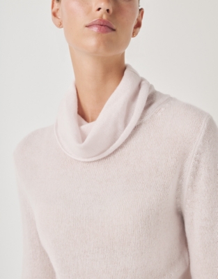 Cashmere Layering Funnel Neck Jumper - Pale Pink