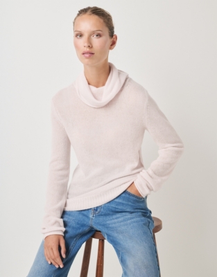 Cashmere Layering Funnel Neck Jumper - Pale Pink