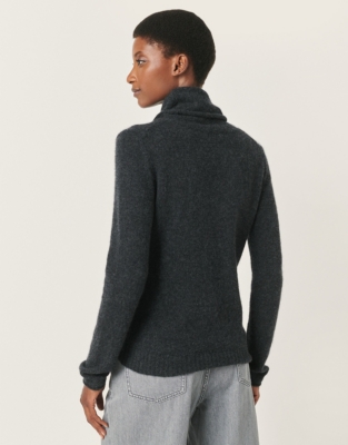 Cashmere Layering Funnel Neck Sweater - Dark Charcoal Marl