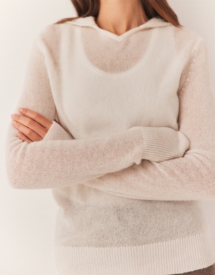 Cashmere Layering Hoodie - Porcelain