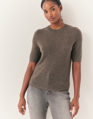 Cashmere Layering Knitted Tee - Clay