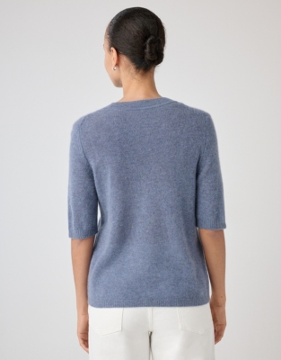 Cashmere Layering Knitted Tee - Indigo Marl