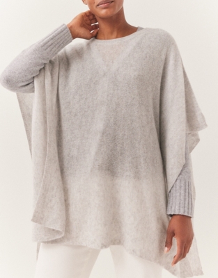 Cashmere Layering Poncho - Pale Grey Marl